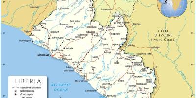 Kort over Liberia i vestafrika