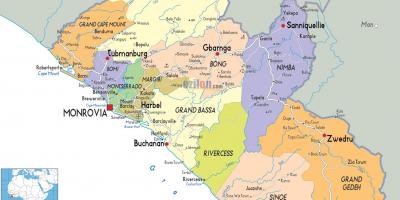Det politiske kort i Liberia