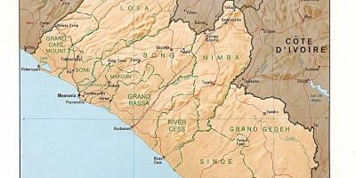 Trække relief kort Liberia