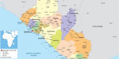 Kort at trække det politiske kort i Liberia